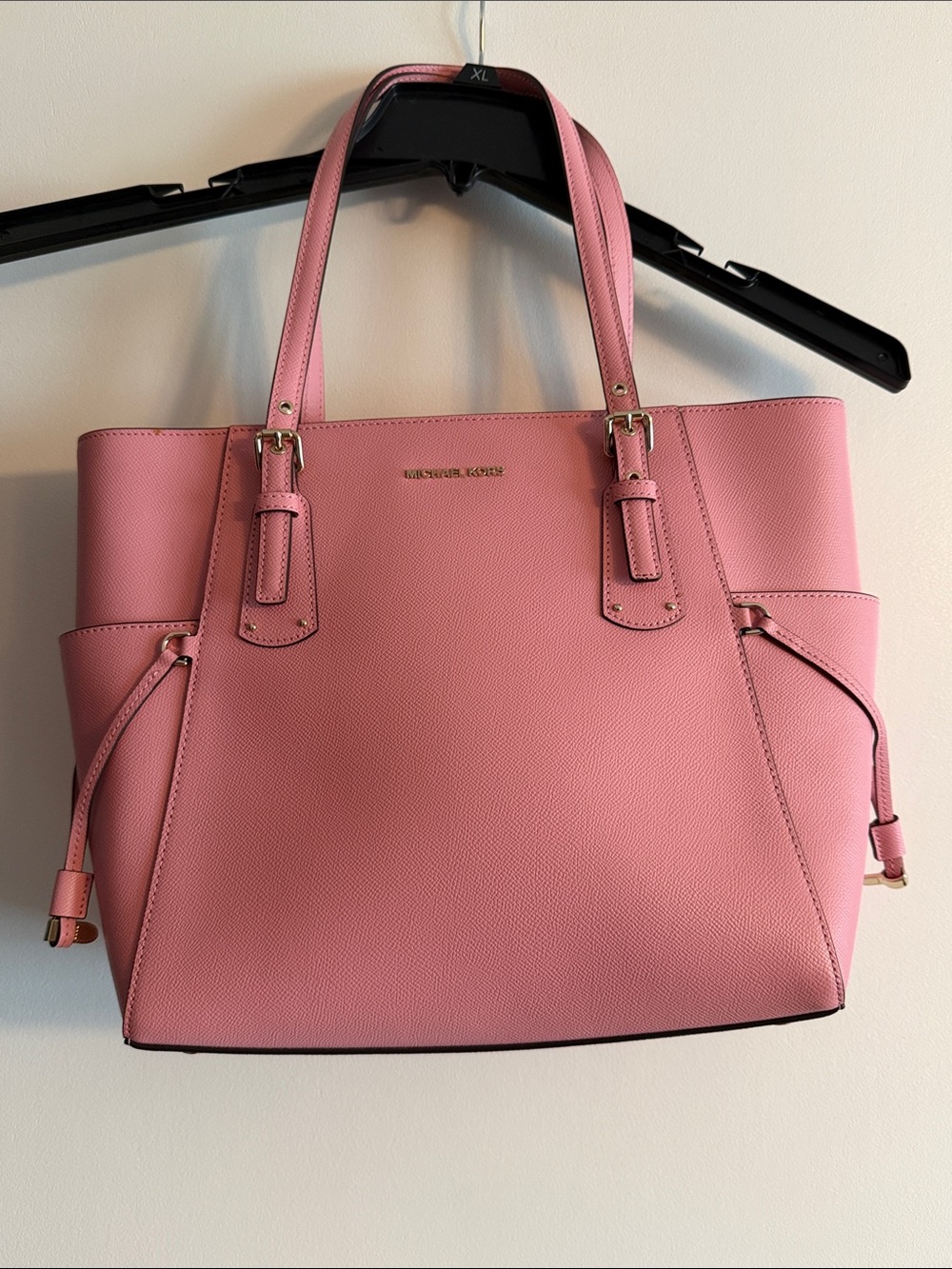 Michael Kors Rose Pink Saffiano Tote with Gold Hardware